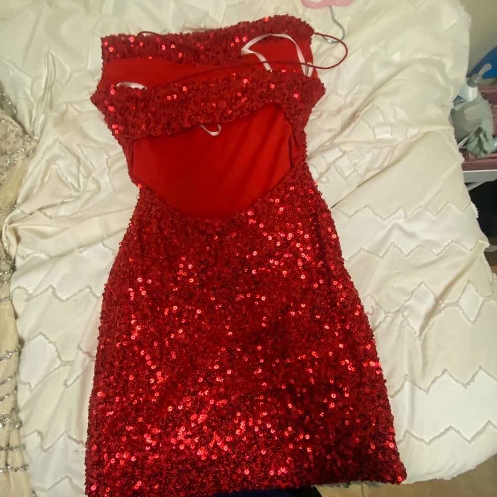 Red sequin homecoming dress